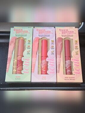 3 x Ioni Shea Butter Lipstick - Pink, Nude & Deep Mauve 0.053oz BNIB